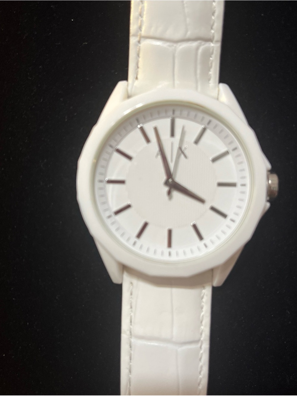 Emporio Armani White Analog Watch with Silver Markers